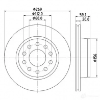 Тормозной диск HELLA 5 3967 T5C4S 30952 8DD 355 103-851 - Изображение 4