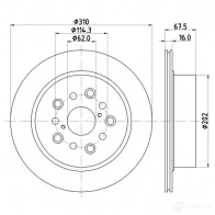 Тормозной диск HELLA Lexus LS (XF30) 3 2000 – 2006 YWSEJ 8DD 355 122-231 5485 7PRO