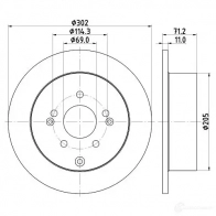 Тормозной диск HELLA NDA2G 8DD 355 119-051 54661 PRO Hyundai Santa Fe (CM) 2 Кроссовер 2.0 CRDi 4x4 184 л.с. 2006 – 2012