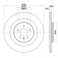 Тормозной диск HELLA 55418P RO Audi A7 (4GA, F) 1 Спортбек 4.0 S7 Quattro 450 л.с. 2014 – 2018 YEDQUIH 8DD 355 125-551