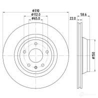 Тормозной диск HELLA Audi TT (8J3) 2 Купе 2.5 Rs Quattro 360 л.с. 2011 – 2014 54 606PRO 8DD 355 113-981 PJR5KZ