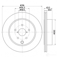 Тормозной диск HELLA A1YVW6 5543 7PRO 8DD 355 118-451 32402 - Изображение 1