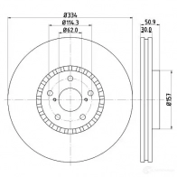 Тормозной диск HELLA 5 4479 8DD 355 112-871 18XHRDW Lexus RC (XC10) 1 2014 – 2020