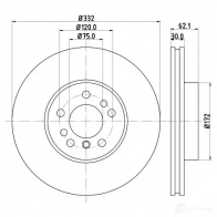 Тормозной диск HELLA 8dd355107731 Bmw X5 (E53) 1 Внедорожник 3.0 i 228 л.с. 2000 – 2006 50321PR O 39W95