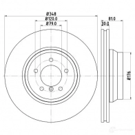 Тормозной диск HELLA 542 29PRO 8DD 355 109-981 VUUWNZ5 Bmw 7 (E65, E66, E67) 4 Седан 4.8 750 i. Li 367 л.с. 2007 – 2008