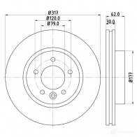 Тормозной диск HELLA 8dd355113991 31964 LNO32 5460 7PRO