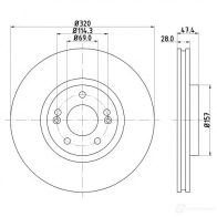 Тормозной диск HELLA 8DD 355 117-971 CJ50P1 553 78PRO Kia Seltos