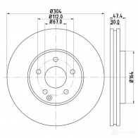 Тормозной диск HELLA 8DD 355 128-641 Mercedes E-Class (S211) 3 Универсал 3.2 E 320 T 4 matic (2182) 224 л.с. 2003 – 2009 54521PRO_ HC 9O72FAF