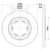 Тормозной диск HELLA 8DD 355 122-831 7A99LI Ford Transit 8 (V363) Автобус 2.0 EcoBlue RWD 130 л.с. 2019 – 2025 55758P RO