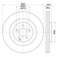 Тормозной диск HELLA 542 36PRO 31577 8DD 355 110-111 78N9C