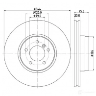Тормозной диск HELLA 54606P RO_B Audi TT (8J3) 2 Купе 2.5 Rs Quattro 360 л.с. 2011 – 2014 TG3W8T 8dd355122151