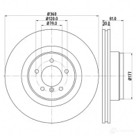 Тормозной диск HELLA 8DD 355 115-611 Land Rover Range Rover 3 (L322) 2002 – 2012 L50CPY1 54784P RO