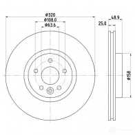 Тормозной диск HELLA 8DD 355 125-151 UQF5B 5582 1PRO Volvo V40 2 (525) Хэтчбек 2.0 T3 152 л.с. 2015 – 2024