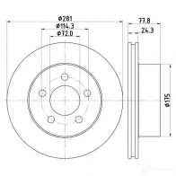 Тормозной диск HELLA I8P7J 54868P RO Jeep Wrangler (TJ) 2 Внедорожник 4.0 169 л.с. 1998 – 2007 8DD 355 125-371