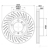 Тормозной диск HELLA Porsche Cayman 3DNJH 55 800PRO_HC 8DD 355 125-061