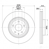 Тормозной диск HELLA V E5N3C6 8DD 355 132-691 1437483067 - Изображение 4
