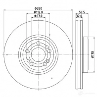 Тормозной диск HELLA Mercedes GLE (V167) 2 Кроссовер 2.0 GLE 300 d 4-matic (167.119) 245 л.с. 2018 – 2025 VWIV 5T 8DD 355 132-331