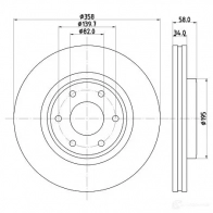 Тормозной диск HELLA 1437483795 8DD 355 132-441 MEZV R - Изображение 4