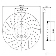 Тормозной диск HELLA 8DD 355 120-821 Bmw 3 (F31) 6 Универсал 3.0 335 i 306 л.с. 2012 – 2015 T1CAZY 65145PR O_HC
