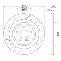 Тормозной диск HELLA 4Y9SN 8DD 355 126-441 55906PR O_HC Mercedes SLK (R172) 3 2011 – 2020