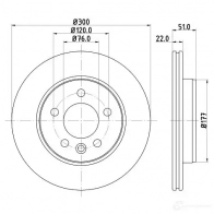 Тормозной диск HELLA SP76L7 M 8DD 355 125-571 Volkswagen Amarok (2H) 1 Пикап 2.0 TDI 140 л.с. 2012 – 2024