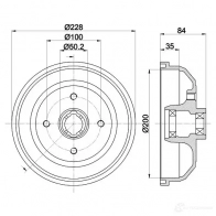 Тормозной барабан HELLA 8DT 355 302-861 XKWIGF0 Opel Corsa (B) 2 Хэтчбек 6 1426