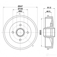 Тормозной барабан HELLA UTO8O 33271 6124 9 8DT 355 300-481