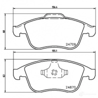 Тормозные колодки, комплект HELLA 24870 Renault Laguna (KT) 3 Универсал 3.5 V6 (KT0C. KT0P) 238 л.с. 2008 – 2015 8db355014801 2 4709