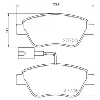 Тормозные колодки дисковые, комплект HELLA 2 3705 29583 23706 8DB 355 016-071