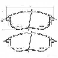Тормозные колодки, комплект HELLA 24 222 24223 8db355012031 Subaru Legacy (BM) 5 Седан 3.6 AWD (BMF) 260 л.с. 2009 – 2014