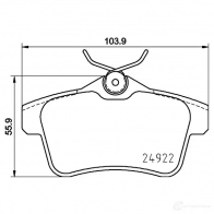 Тормозные колодки дисковые, комплект HELLA 24922 162 1 4 8DB 355 031-811 1424495458 24922 - Изображение 4