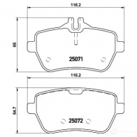 Тормозные колодки дисковые, комплект HELLA 25072 8DB 355 021-511 25 071 Mercedes S-Class (W222) 4 Седан S 560 e (222.173) 476 л.с. 2018 – 2024