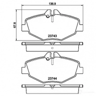 Тормозные колодки дисковые, комплект HELLA Mercedes E-Class (S211) 3 Универсал 1.8 E 200 T Kompressor (2142) 163 л.с. 2003 – 2009 23744 23 743 8DB 355 018-731