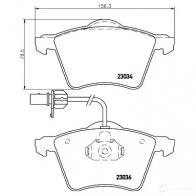 Тормозные колодки, комплект HELLA 2 3034 Volkswagen Transporter (T4) 4 Фургон 2.0 84 л.с. 1990 – 2003 23036 8db355008771