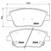 Тормозные колодки дисковые, комплект HELLA 2 5644 Hyundai Grandeur (HG) 5 Седан 3.0 LPG 235 л.с. 2011 – 2011 8DB 355 020-551 25645