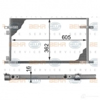 Радиатор кондиционера HELLA 8fc351300014 Renault Laguna (K56) 1 Универсал 1.8 (K56Z) 94 л.с. 1995 – 2001 _BEHR HELLA SERVICE_ 268ORZ