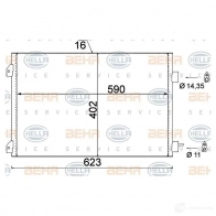 Радиатор кондиционера HELLA 8fc351310791 PEH7PA _BEHR HELLA SERVICE_ Renault Clio (BB, CB) 2 Хэтчбек 1.5 dCi (B/C2J) 68 л.с. 2004 – 2024