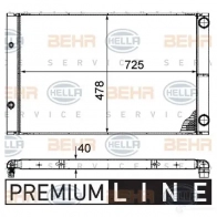 Радиатор охлаждения двигателя HELLA 6ZRHXG Audi A8 (D3) 2 Седан 4.2 Quattro 335 л.с. 2002 – 2010 _BEHR HELLA SERVICE_ 8mk376719091