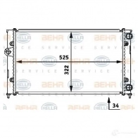 Радиатор охлаждения двигателя HELLA 8mk376713761 LYAMZB5 Volkswagen Golf 3 (1H1) Хэтчбек 1.8 75 л.с. 1991 – 1997 _BEHR HELLA SERVICE_