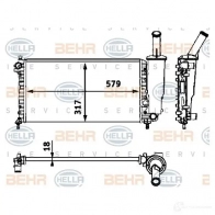 Радиатор охлаждения двигателя HELLA Fiat Punto (188) 2 Хэтчбек 1.2 16V 80 (1833, 235, 253, 255, 333, 353, 639 80 л.с. 1999 – 2006 _BEHR HELLA SERVICE_ H9K7T 8mk376718581