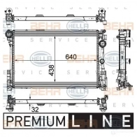 Радиатор охлаждения двигателя HELLA Mercedes C-Class (W204) 3 Седан 2.1 C 220 CDI (2002) 163 л.с. 2008 – 2014 _BEHR HELLA SERVICE_ N0B6VOI 8mk376780691