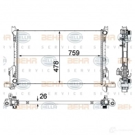 Радиатор охлаждения двигателя HELLA 8mk376701601 Opel Vivaro (B) 2 Фургон 1.6 CDTI (05) 120 л.с. 2014 – 2024 _BEHR HELLA SERVICE_ EOFEK