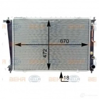 Радиатор охлаждения двигателя HELLA 0S5PNKG _BEHR HELLA SERVICE_ 46736 8mk376763101