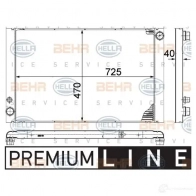 Радиатор охлаждения двигателя HELLA _BEHR HELLA SERVICE_ Audi A8 (D3) 2 Седан 6.0 W12 Quattro 450 л.с. 2003 – 2010 8mk376756771 GF9QDF