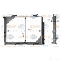 Радиатор охлаждения двигателя HELLA T90FXK Mercedes E-Class (W210) 2 Седан 2.5 E 250 Turbo D (215) 150 л.с. 1997 – 1999 _BEHR HELLA SERVICE_ 8mk376712771