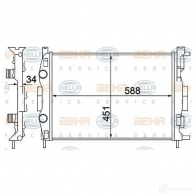 Радиатор охлаждения двигателя HELLA _BEHR HELLA SERVICE_ Renault Megane (LM) 2 Седан 1.9 dCi (LM14. LM1D) 110 л.с. 2005 – 2024 8mk376772044 1EUSJ