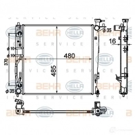 Радиатор охлаждения двигателя HELLA Hyundai ix35 (LM, EL) 1 Кроссовер 2.0 CRDi 136 л.с. 2010 – 2024 0O17SRY 8mk376790451 _BEHR HELLA SERVICE_