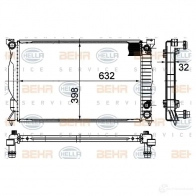 Радиатор охлаждения двигателя HELLA 8mk376790531 _BEHR HELLA SERVICE_ 6E5E9ML Audi A4 (B7) 3 2004 – 2008