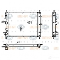 Радиатор охлаждения двигателя HELLA 8mk376754411 1RASFC _BEHR HELLA SERVICE_ Fiat