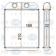 Радиатор печки, теплообменник HELLA 1424337330 NFBUT GT 8fh351315384 4045621520403